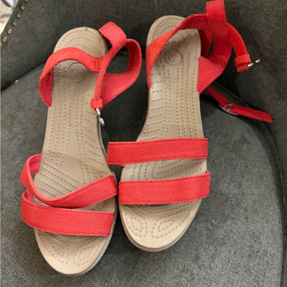 CROCS Red Strappy Sandals
